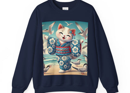 Geisha Kitten by the Seaside Heavy Blend™ Crewneck Sweatshirt