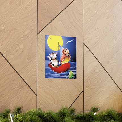Embarking on a Moonlit Journey Premium Matte Vertical Posters