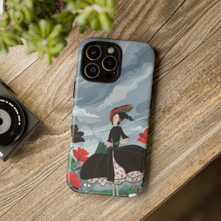 🌧️🌺 The Stormy Flower Walk Phone Case – Art Deco Floral Fashion