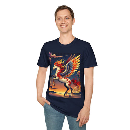 Flame-Winged Horse at Sunset Softstyle T-Shirt