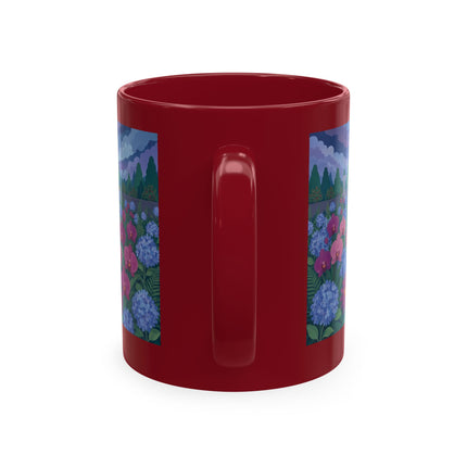 🦚🌸 The Lady & The Peacock On The Garden Steps Ceramic Mug – Art Deco Garden Elegance