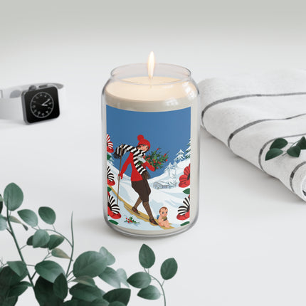 🎿🎄 The Christmas Holly Skier Scented Soy Candle – Whimsical Holiday Fantasy