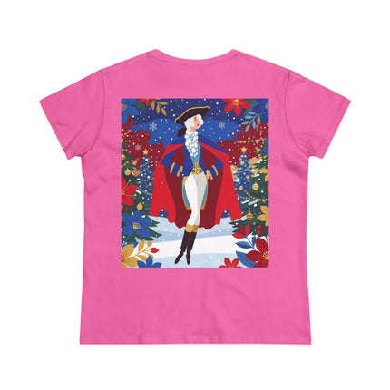 🎄🎭 The Christmas Masquerade Lady Cotton Tee – Art Deco Holiday Glamour