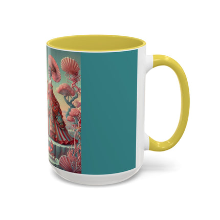 Cherry Blossom Courtesans & Crimson Crab Colorful Mug – Imperial Elegance & Playful Charm