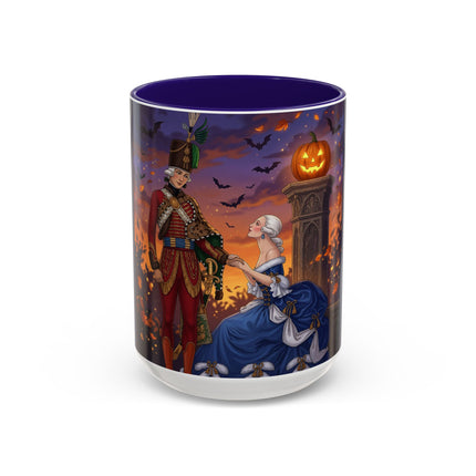 🎃💙 The Pumpkin Lantern Courtship Colorful Mug – Romantic Halloween Elegance