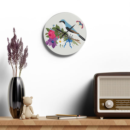 Bluebird & Butterfly Acrylic Wall Clock