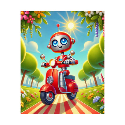 🤖🌿 The Traveling Robot Matte Vertical Poster – Adventure, Curiosity & Playful Discovery
