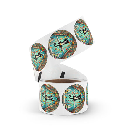 Mischief in Tinselland Round Sticker Label Rolls