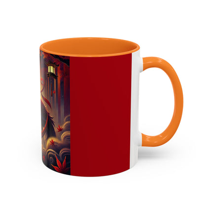 Regal Crimson Crane in the Autumn Mist Colorful Mugs (11oz, 15oz)