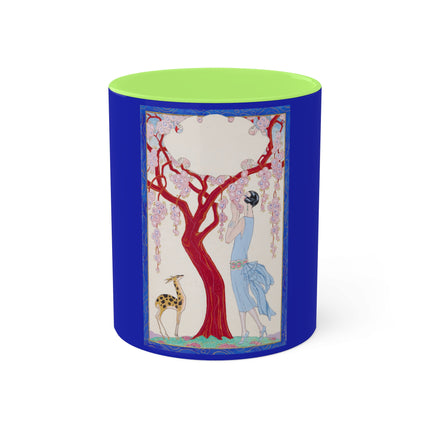 Woman, Fawn, and Red Tree by George Barbier Colorful Mugs, 11oz