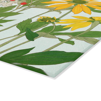 Clerodendrum & Rudbeckia by Tanigami Kônan Glass Cutting Board