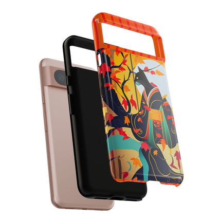 Black Cat in Kimono Phone Cases