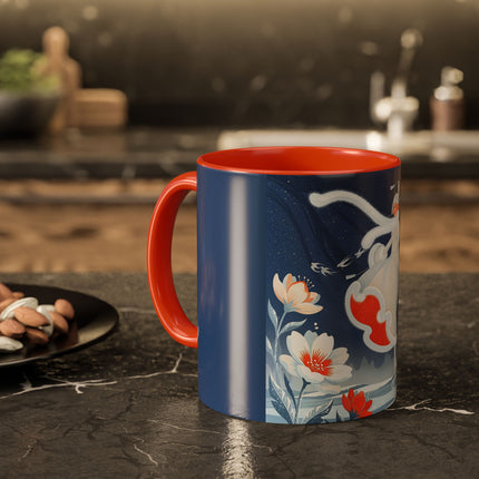 ❄️⛸️ The Winter Skater’s Flight Colorful Mug – Art Deco Floral Fantasy