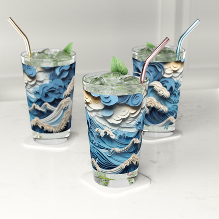 Dramatic Ocean with Crashing Waves Glass, 16oz
