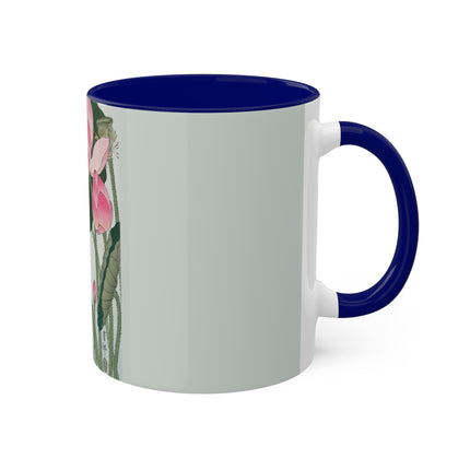 Blooming Lotus Flowers by Ohara Koson Colorful Mugs, 11oz