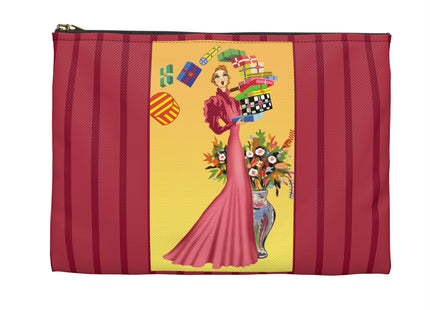 Elegant Holiday Woman with Gifts Accessory Pouch
