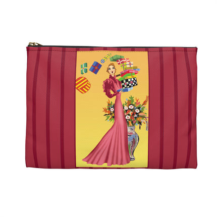 Elegant Holiday Woman with Gifts Accessory Pouch