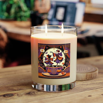 Theatrical Halloween Kabuki Mice on Teacup Scented Candle - Full Glass, 11oz