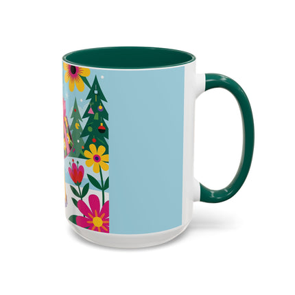🌸🎄 Christmas In The Winter Garden Colorful Mug – Whimsical Holiday Fantasy