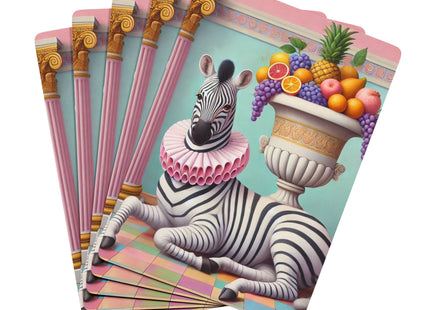 Still Life with Zebra, Fruit, and Pink Columns Playing Cards