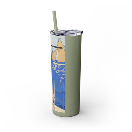 Costume de Yacht by George Barbier Skinny Tumbler with Straw, 20oz