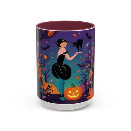 🐈‍⬛🎃 The Midnight Black Cat Masquerade Colorful Mug – Whimsical Halloween Elegance