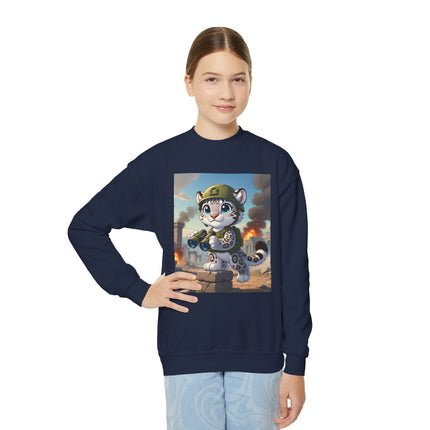 Snow Leopard Lookout Youth Crewneck Sweatshirt – Courage, Curiosity & High-Altitude Adventure