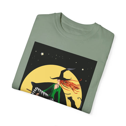 A Witch’s Moonlit Flight Unisex Garment-Dyed T-shirt