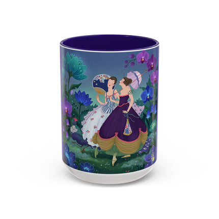 The Ladies Of The Moonlit Garden Colorful Mugs – Art Deco Floral Elegance