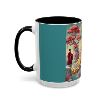 Cherry Blossom Courtesans & Crimson Crab Colorful Mug – Imperial Elegance & Playful Charm