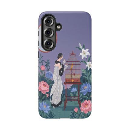 🌸🐦 The Lady Of The Garden Birdcage Phone Case – Art Deco Floral Elegance