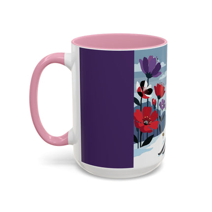 🎿❄️ The Winter Flower Skier Colorful Mug – Art Deco Alpine Fantasy