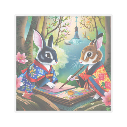 Fairy Animals Writing Wishes  Kiss-Cut Stickers (4 Sizes)
