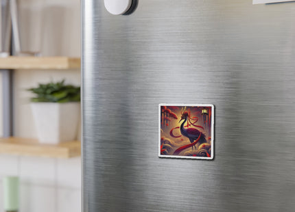 Regal Crimson Crane in the Autumn Mist Die-Cut Magnets (5 Sizes)