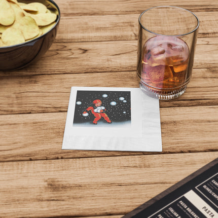 Festive Snowball White Coined Napkins
