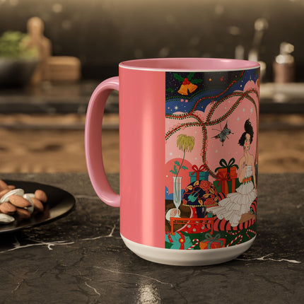 🎀🎄 Christmas Morning In The Rose Parlor Colorful Mug – Art Deco Holiday Fantasy