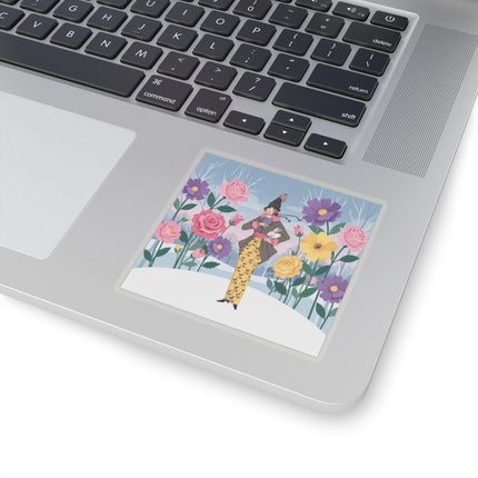 🐇🌸 The Lady With The White Rabbit Kiss-Cut Stickers – Art Deco Floral Whimsy