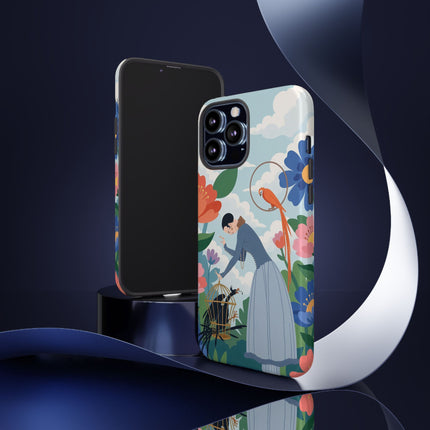🦜🌺 The Lady Of The Garden Aviary Phone Case – Art Deco Floral Whimsy