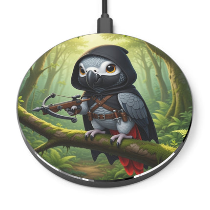 The African Grey Sentinel Wireless Charger – Quiet Strength & Woodland Adventure