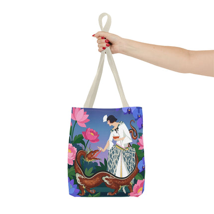 🐉🌸 The Dragon Keeper Tote Bag – Art Deco Floral Fantasy