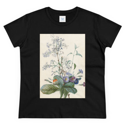 A Bouquet of Flowers with Insects by Pierre Joseph Redouté Women's Midweight Cotton Tee