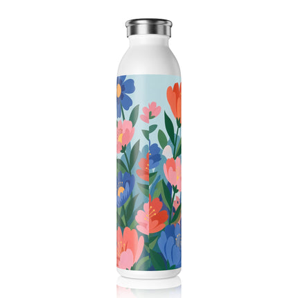 🌺🦜 The Lady Of The Garden Aviary Slim Water Bottle – Art Deco Botanical Whimsy