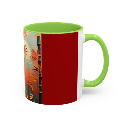 Red Panda at an Autumn Bamboo Grove Colorful Mugs (11oz, 15oz)