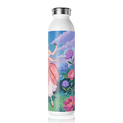 🌸🎭 The Rose Garden Masquerade Slim Water Bottle – Art Deco Floral Elegance