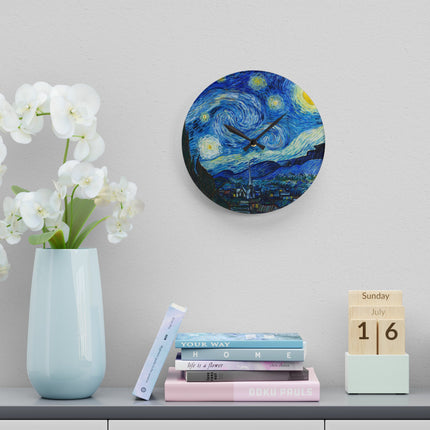 The Starry Night by Vincent Van Gogh Acrylic Wall Clock, Round and Square