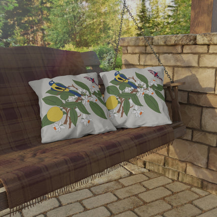 Blue Tit & Butterfly Outdoor Pillows – Spring Harmony & Delicate Beauty