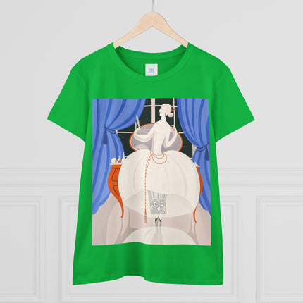 🦢💎 The Ivory Midnight Muse Cotton Tee – Art Deco Fashion Elegance