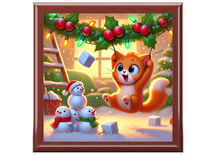 Naughty or Nice Kitten Christmas Jewelry Box