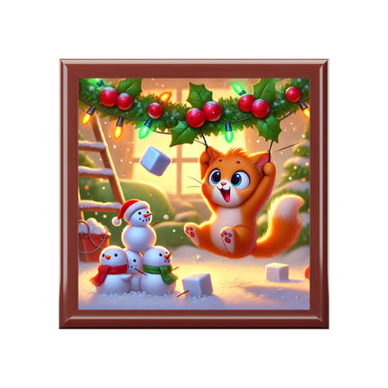 Naughty or Nice Kitten Christmas Jewelry Box