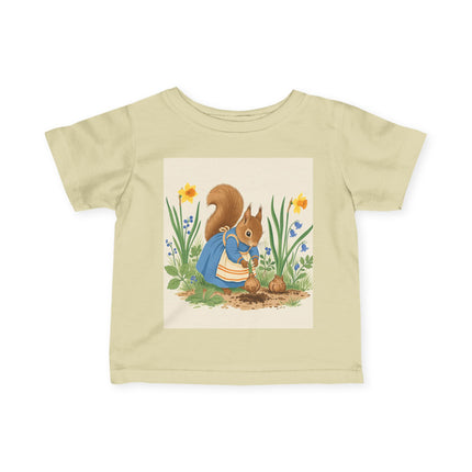🐿️🌼 The Little Spring Garden Squirrel Infant Fine Jersey Tee – Whimsical Woodland Charm